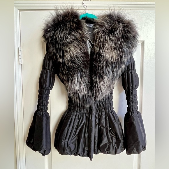 Real fur collar trim jacket/coat made in Italy - Picture 1 of 5